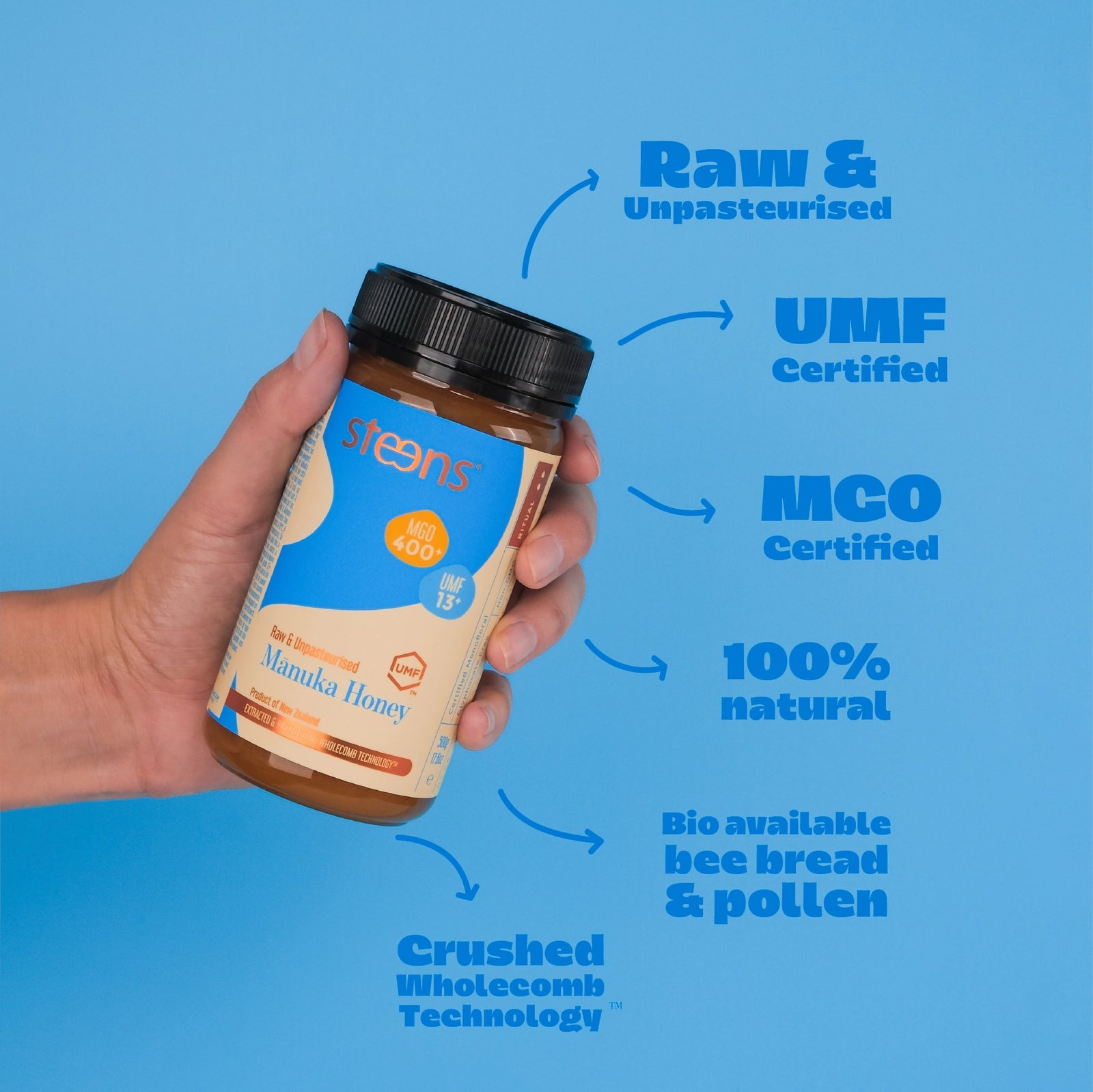 MGO 400 (UMF 13) Raw Mānuka Honey 500g – Steens Honey | EU