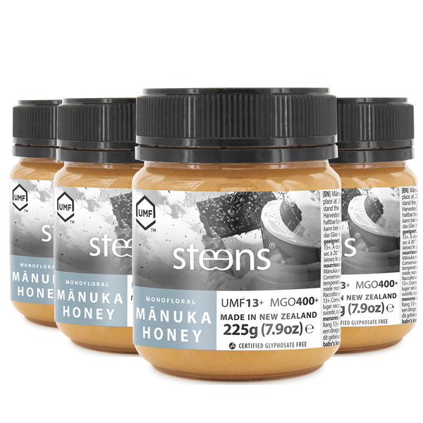 MULTIPACK MGO 400 + (UMF 13+)  RAW MANUKA HONEY 225G - 4 PACK