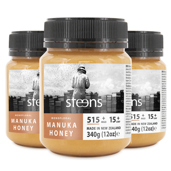 MULTIPACK MGO 515 + (UMF 15+)  RAW MANUKA HONEY 340G - 3 PACK